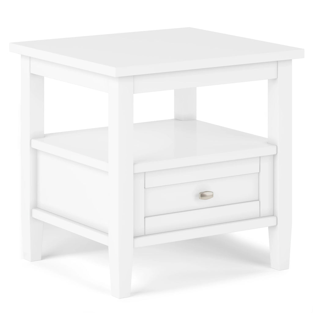 Solid Wood Rectangle End Table With Drawer And Shelf, 18.1in D x 20in W x 19.5in H - Norfolk