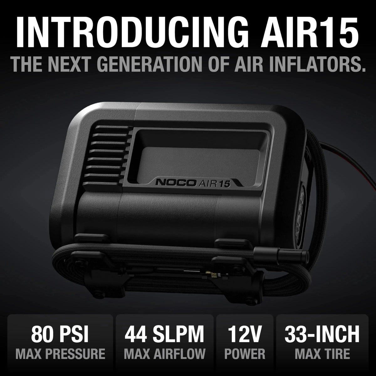 NOCO 15A 12V Portable Tire Inflator, 80 PSI - AIR15