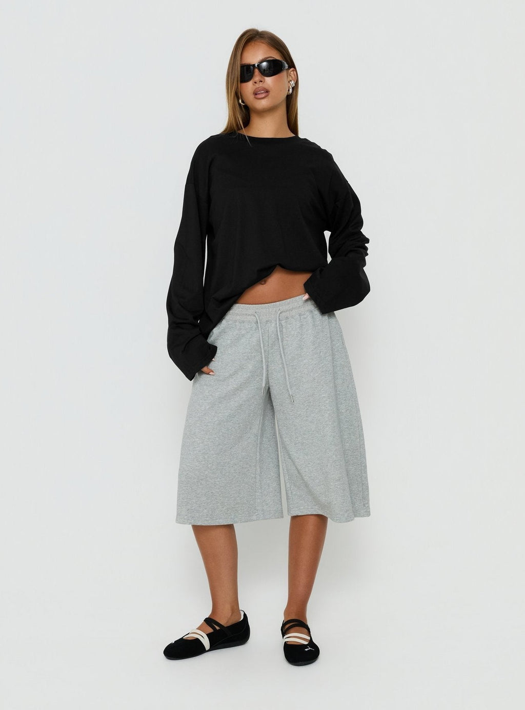 Settle Down Long Sleeve Top Black