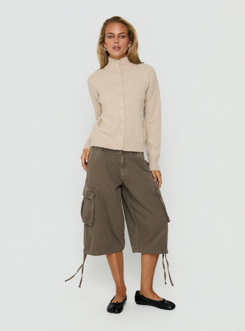 Funnel Neck Cardigan Oat