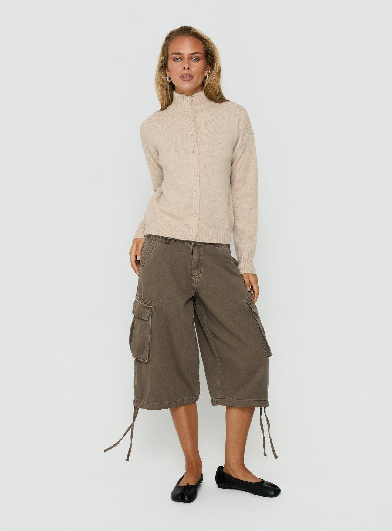 Funnel Neck Cardigan Oat