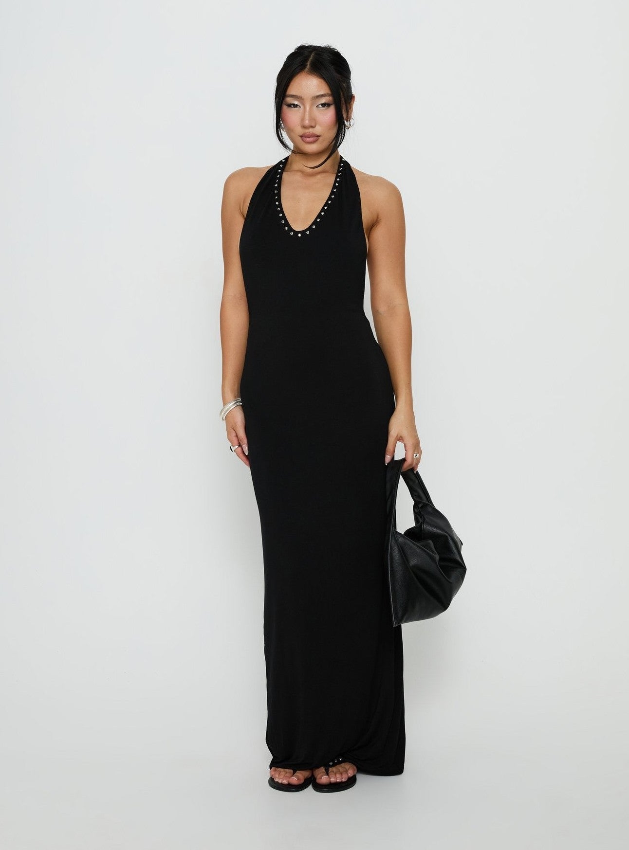 Studded Racerback Maxi Dress Black