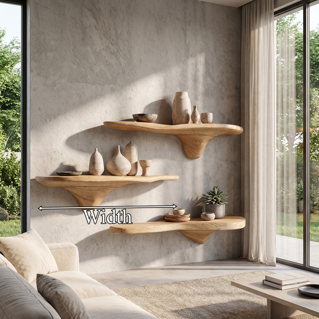 Mushroom Wall Shelf, Rustic Live Edge Tamarind Wood Shelf for Entryway