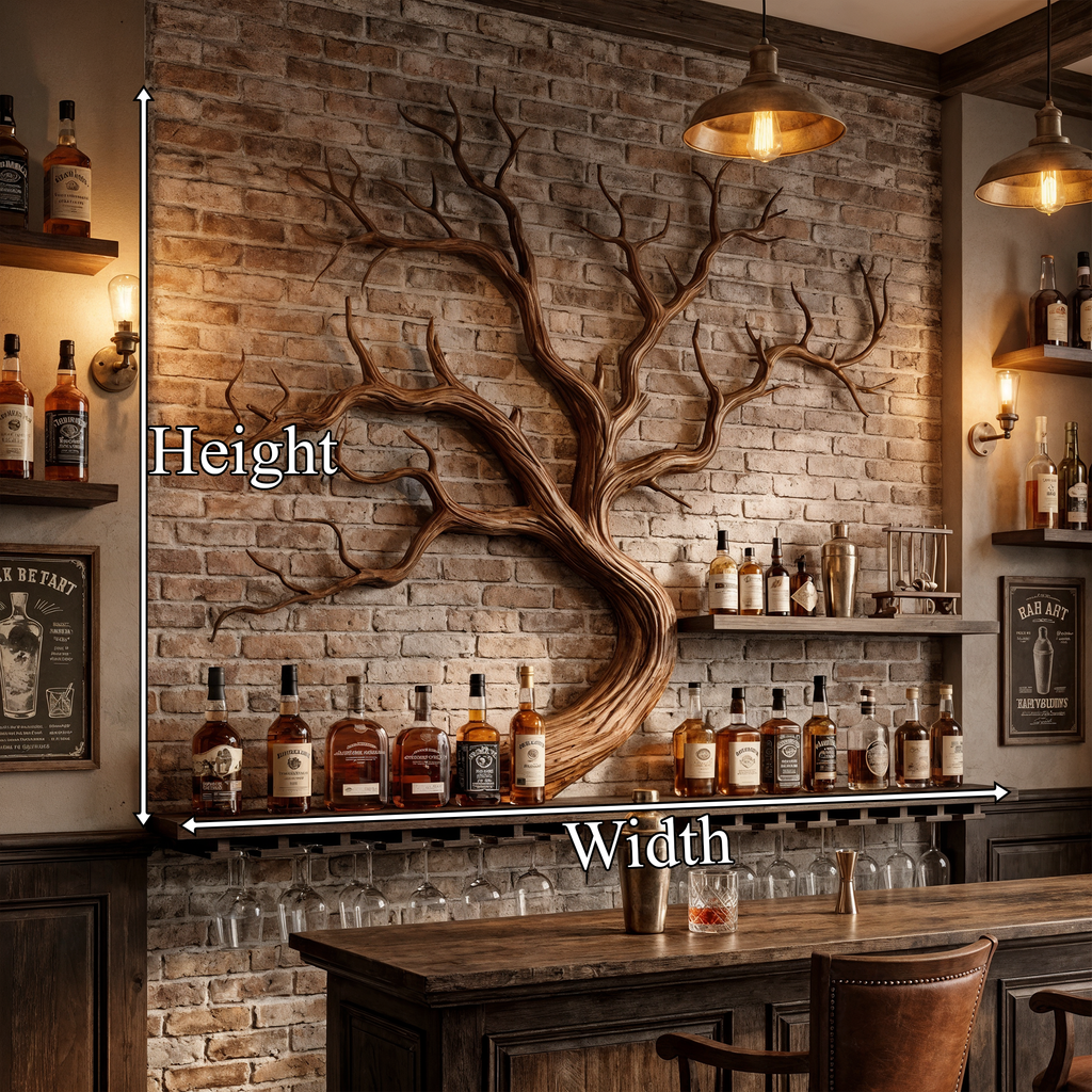 Tree Branch Wine Rack, Wall Mounted Monkey Pod Wood Bottle Shelf