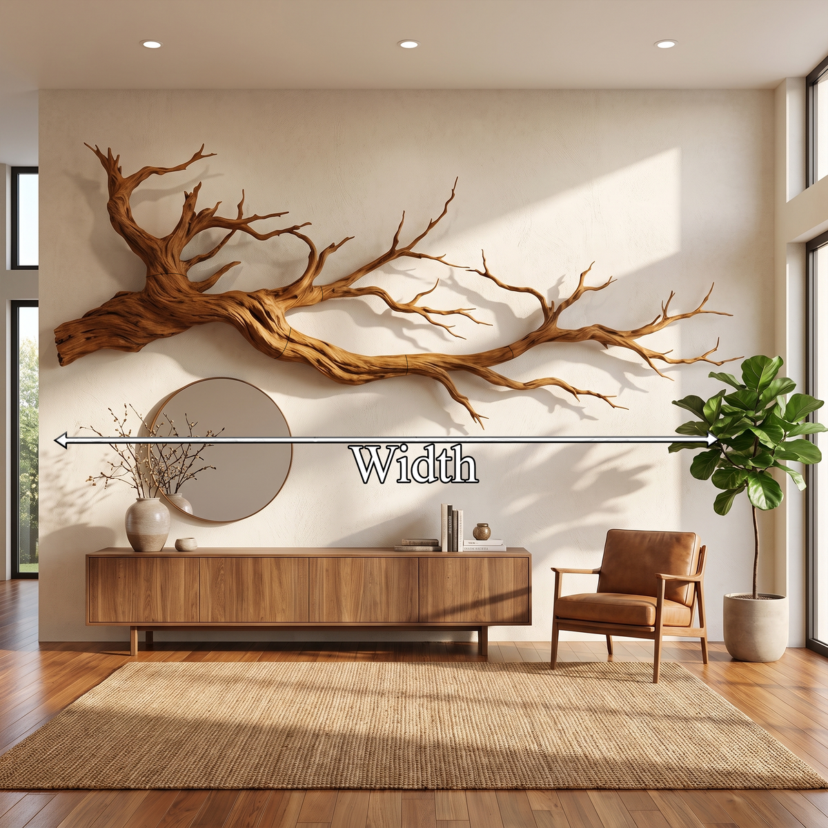 Abstract Tree Root Wall Art, Solid Wood Sculpture for Living Room