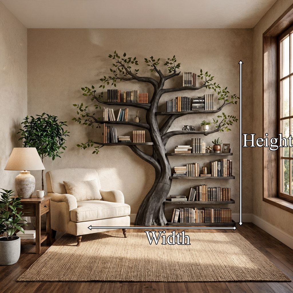 Organic Tree Bookshelf, Sculptural Wall Display for the Living Room