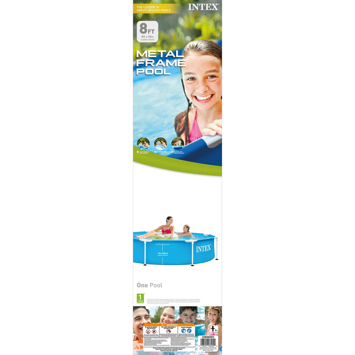 Intex Round Metal Frame Swimming Pool 8 ft x 20 in Blue - 28205EH