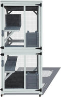 Wooden Outdoor Cat House With 7 Platforms, 2 Rest Boxes And Rainproof Roof - White 62.6-inch Model