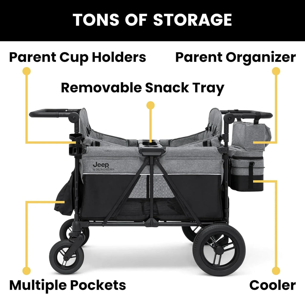 Jeep Wrangler Deluxe 4 Seater Stroller Wagon - Grey
