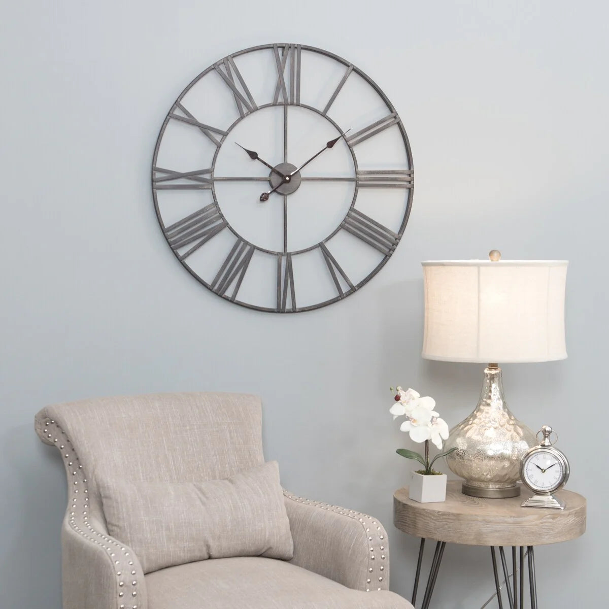Round Metal Open-Frame Wall Clock