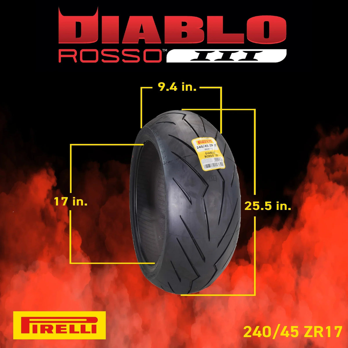Pirelli Diablo Rosso III 120/70ZR17 Front And 240/45 ZR17 Rear Tires With Keychain