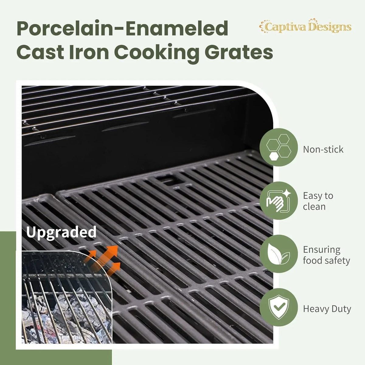 Captiva Designs 4-Burner Propane Gas Grill With Side Burner, 42,000 BTU, Silver - GR001