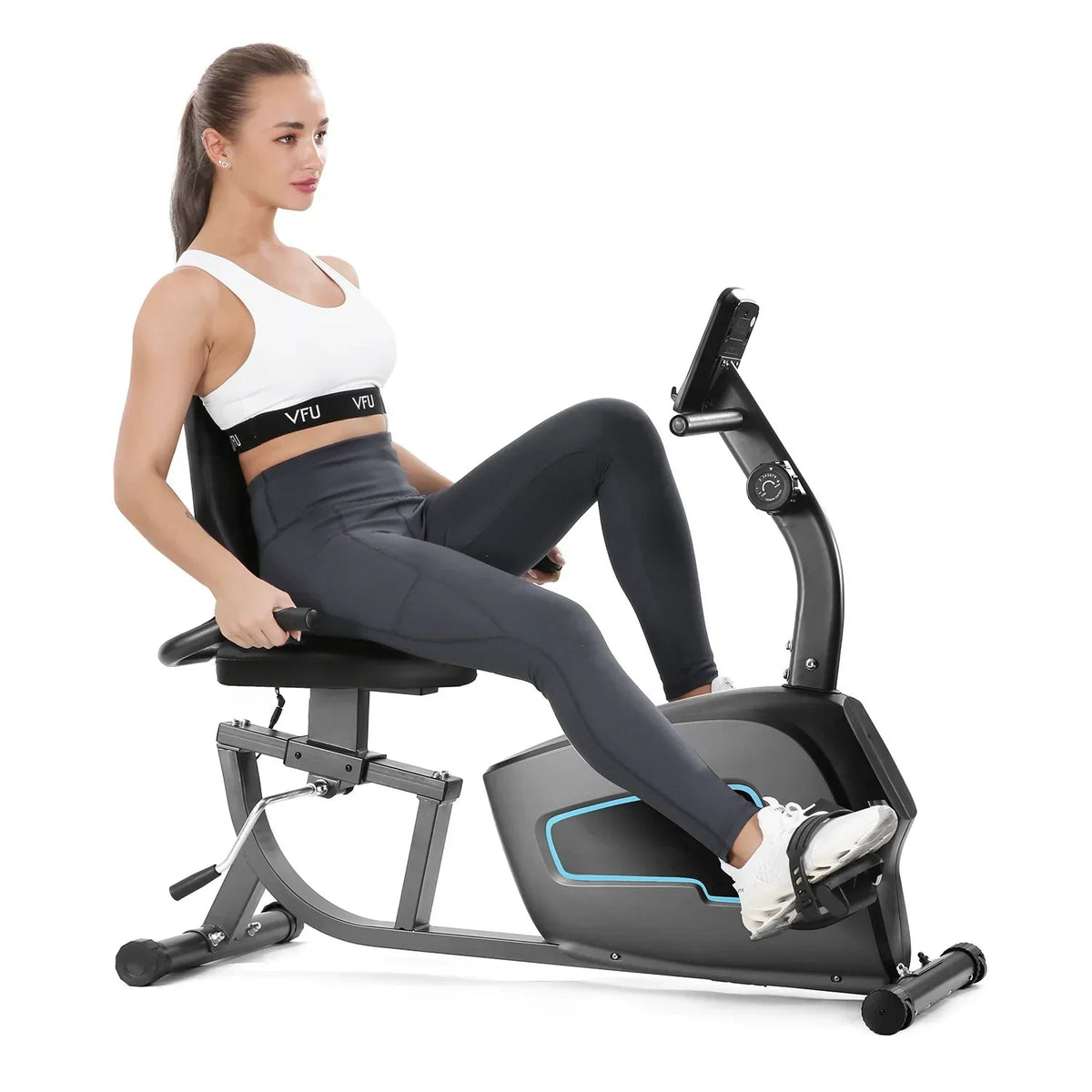 Recumbent Exercise Bike With Pulse Monitor And Tablet Holder - 8-Level Magnetic Resistance, 300 lbs Capacity