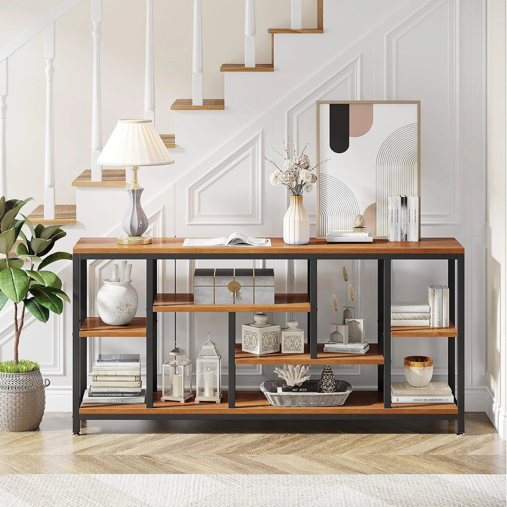 3-Tier Console Sofa Table With Storage, 70.9 Inch