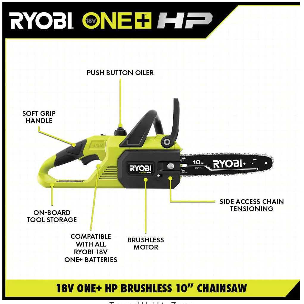 RYOBI ONE+ HP 18V Brushless 10 in Battery Chainsaw With 4.0 Ah Battery And Charger