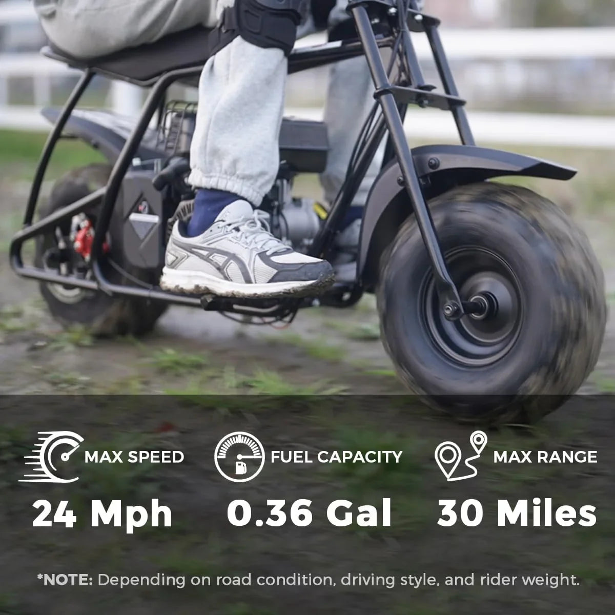 FRP Gas Powered Mini Dirt Bike 99 CC 4 Stroke 3HP Black - GMB100-BLACK-1