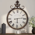 Large Antique Wall Clock, 21 Inch, Bronze-Gold Or Bronze, 27.5 x 20 in / 31.49 x 23.62 in