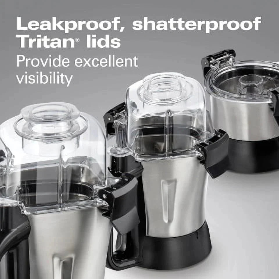 Hamilton Beach Professional Juicer Mixer Grinder, 2.2 HP, 120V, 3 Stainless Steel Jars, 0.5, 1 And 1.5 Liters - 58770