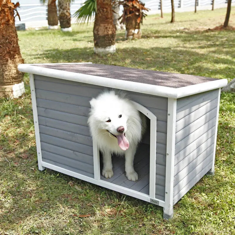 Petsfit Weatherproof Outdoor Dog House With Door Flap, 41.3 in x 25.8 in Interior