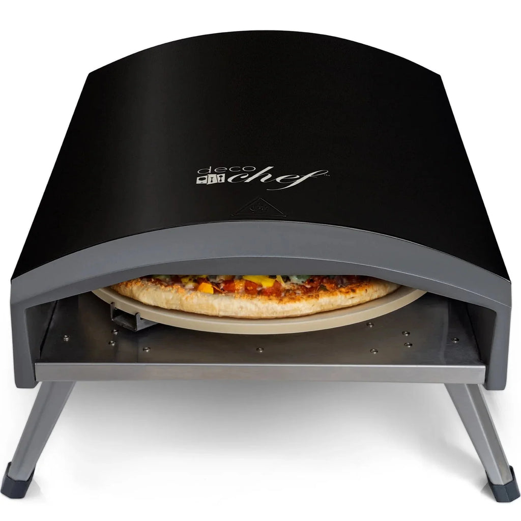 Deco Chef Outdoor Portable Gas Pizza Oven With 13in Rotating Baking Stone, Black - DGPRPO30