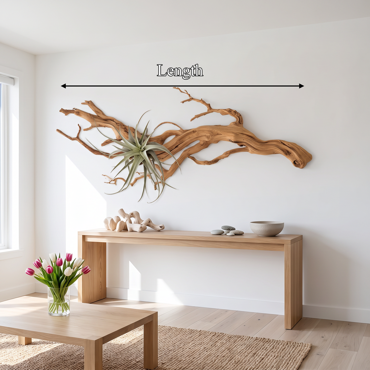 Tree Wall Art, Rustic 3D Wooden Branch Sculpture for Living Room Wall