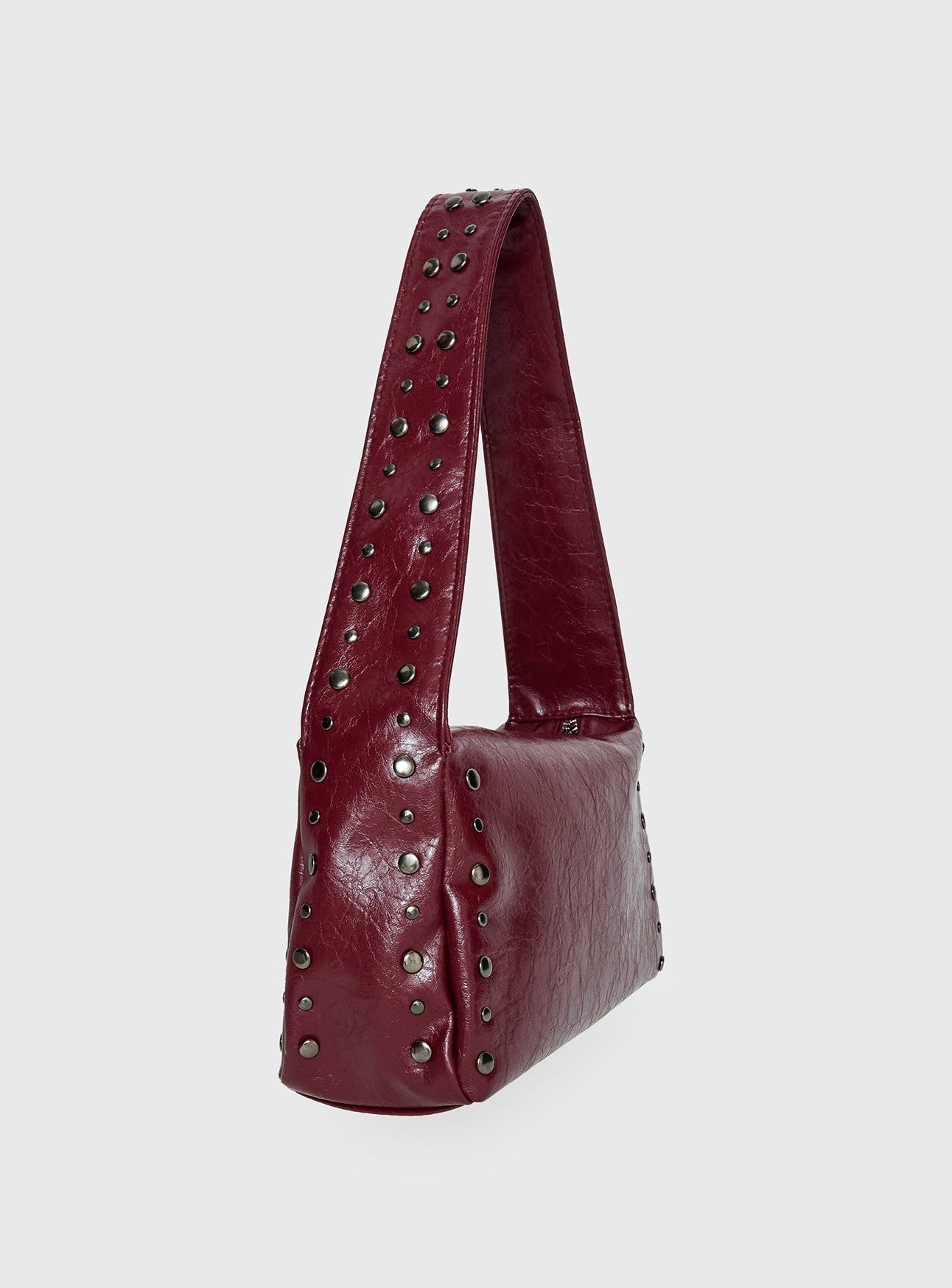 Stud Detail Shoulder Bag Burgundy