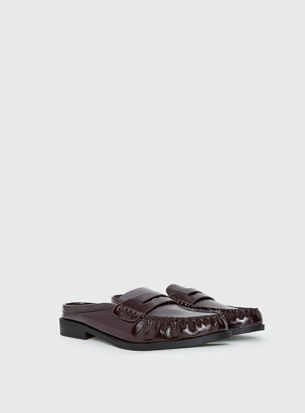 Faux Leather Slip On Loafers Cherry