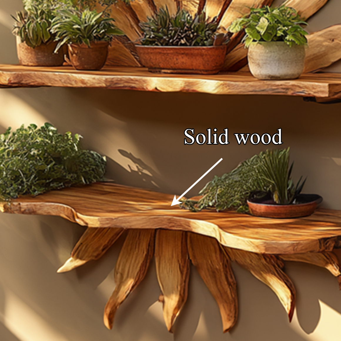 Boho Crescent Moon Wall Shelf, Handcrafted Wood Floating Display Shelf