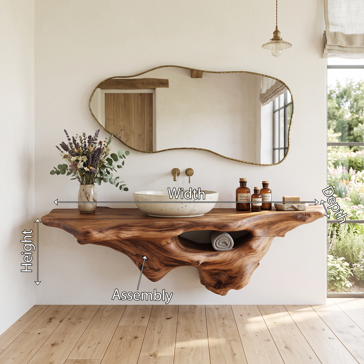 Farmhouse Bathroom Vanity, Solid Wood Sink Console for Remodels