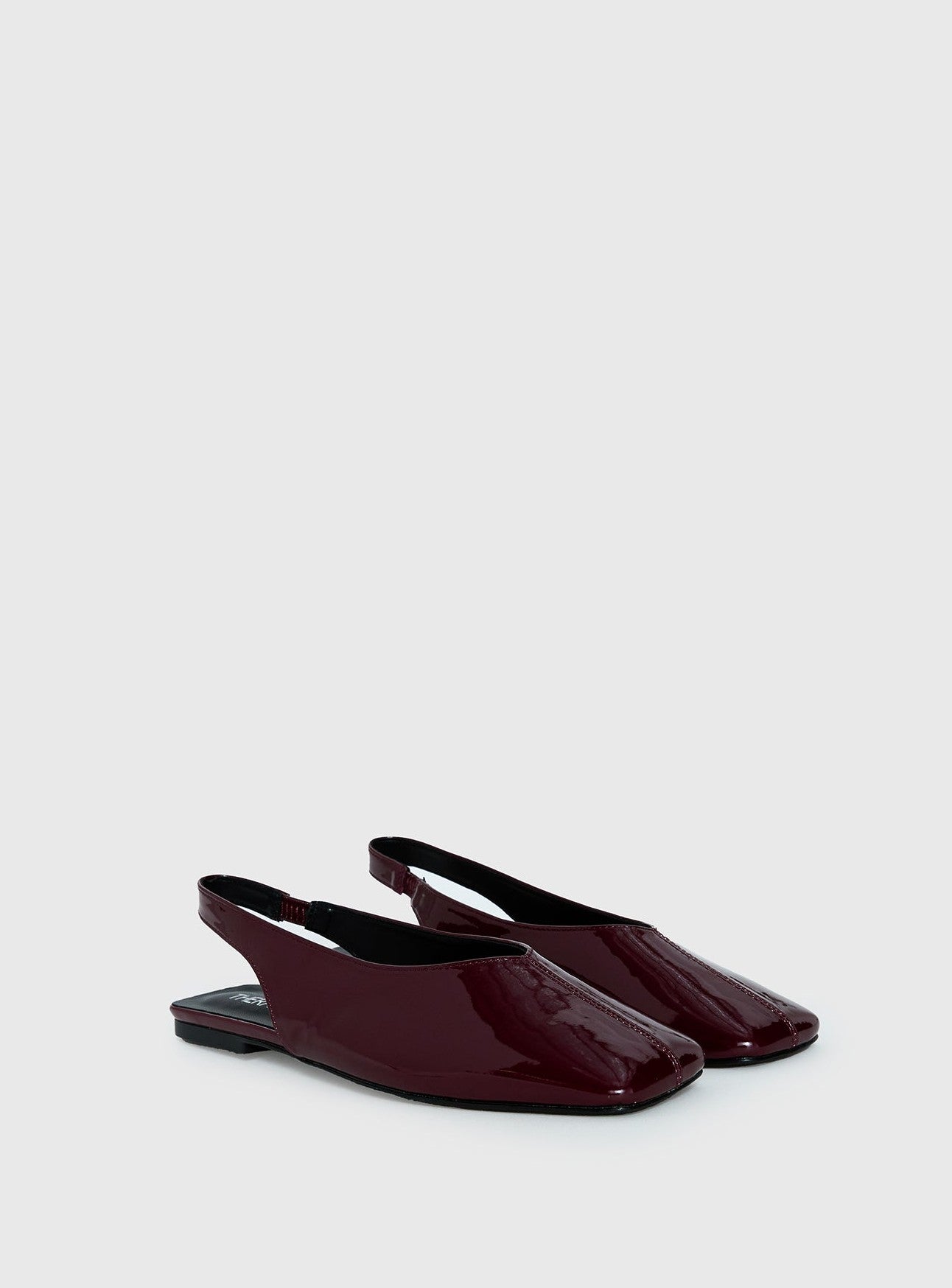 Patent Square Toe Flats Red