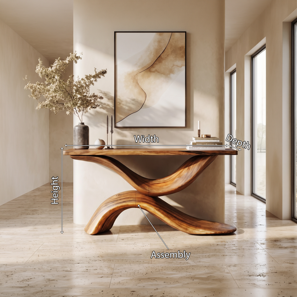 Live Edge Console Table Handcrafted Solid Wood Entryway Table