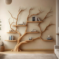 Branch Tree Wall Shelf, Rustic Wall Mounted Bookshelf, Extra Wide