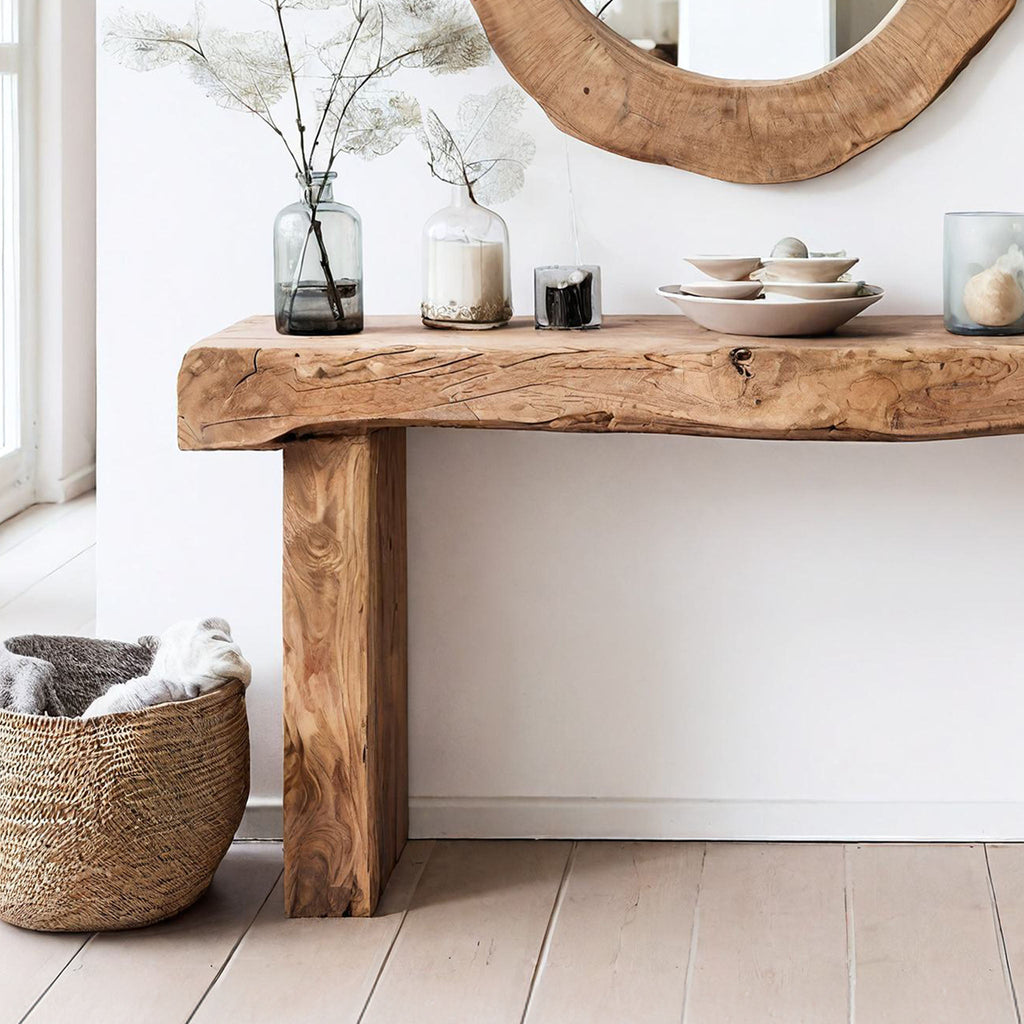 Entryway Console Table, Rustic Solid Wood Hallway Table