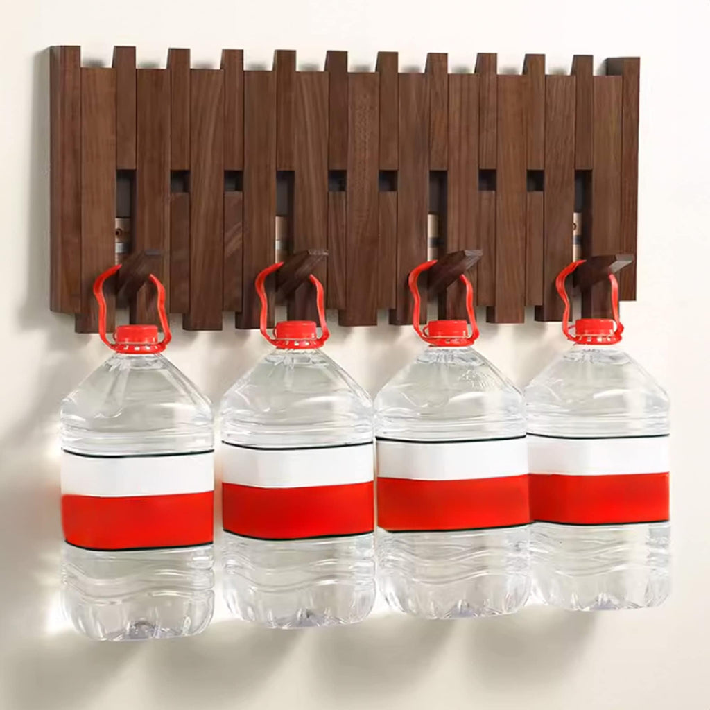 Piano Coat Rack Wall Mount, Solid Wood Entryway Hooks for Music Lovers