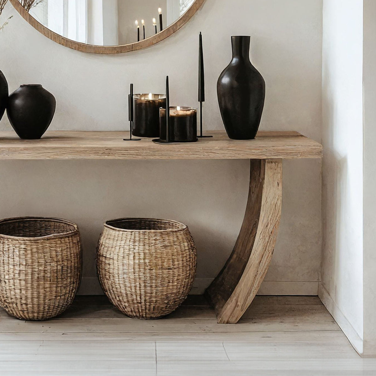 Solid Wood Console Table, Modern Entryway and Hallway Accent Table