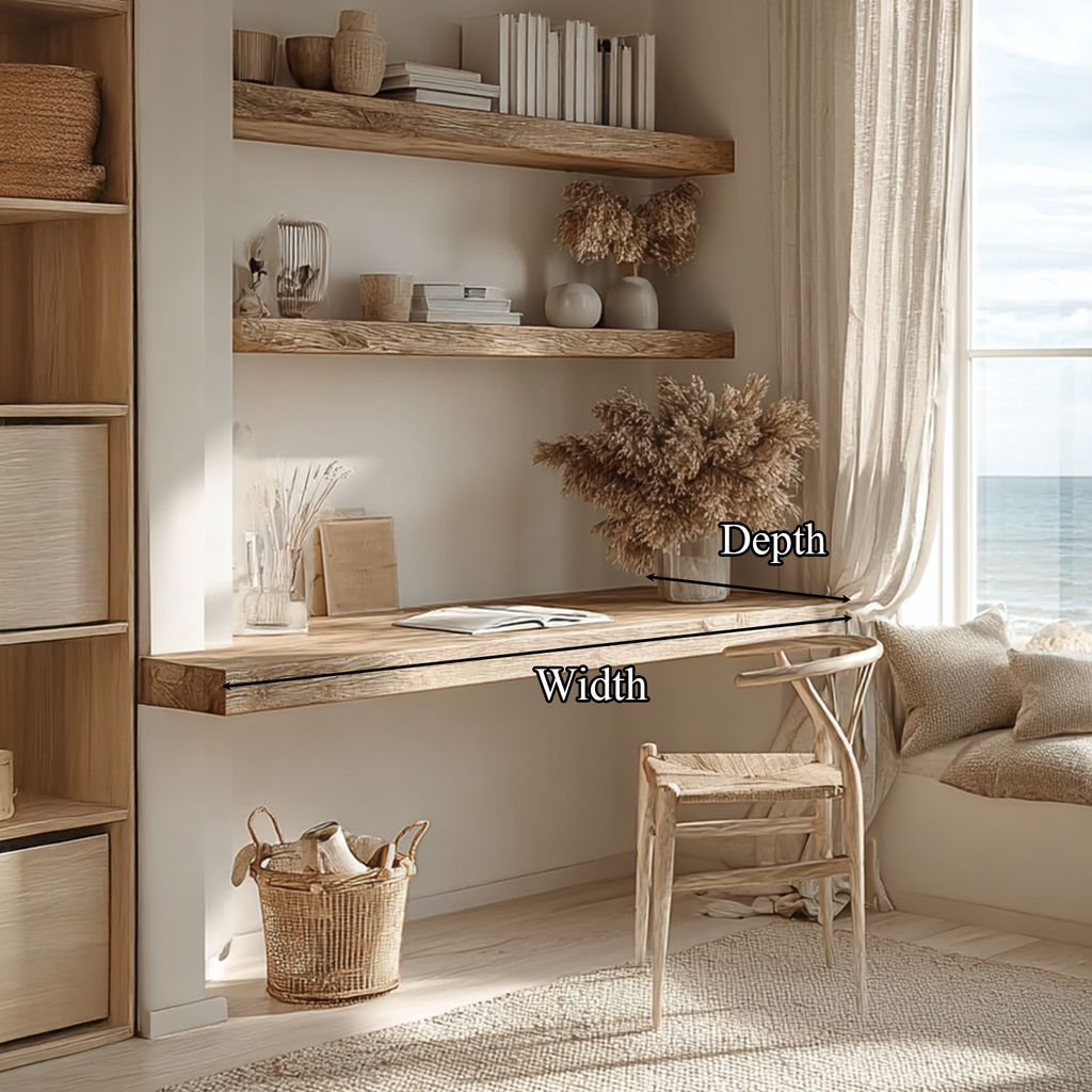 Wall Mounted Desk, Modern Mid Century Floating Desk for Living Room