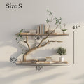 Tree Branch Corner Bookshelf, Driftwood Style Floating Reading Shelf