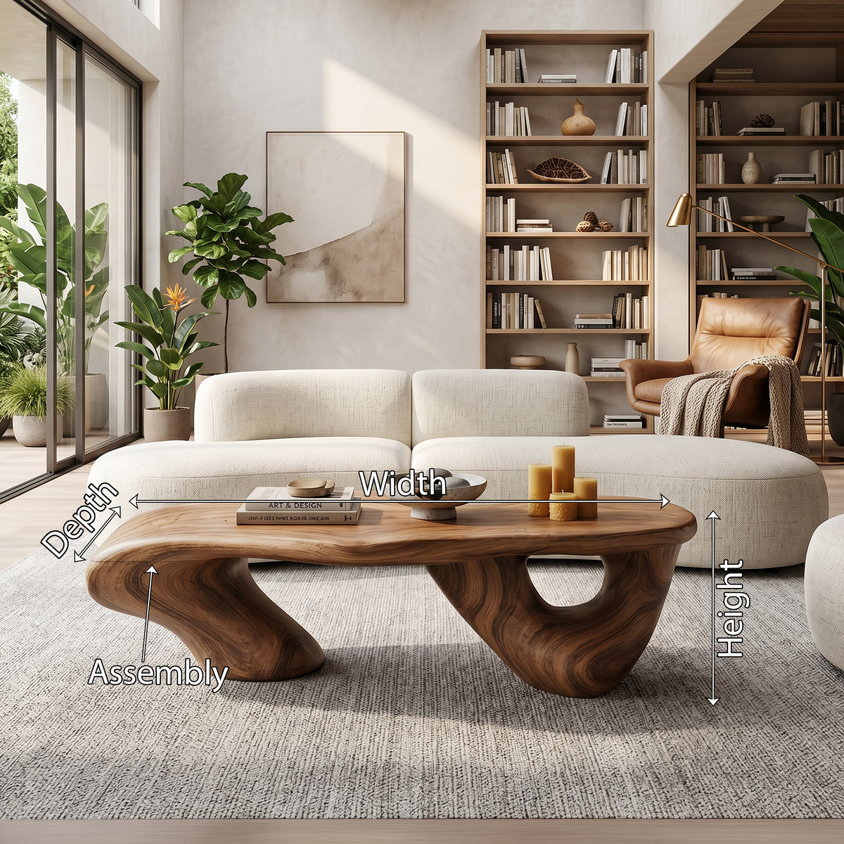 Low Coffee Table, Handcrafted Solid Wood Table for Rustic Living Rooms