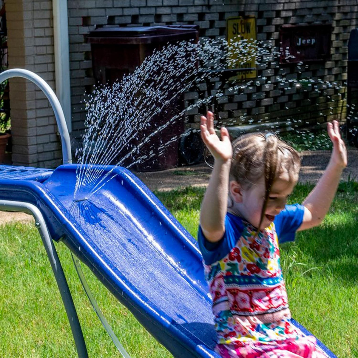 XDP RECREATION Water Wave Slide, 6 Foot, Blue, Built-In Adjustable Sprinkler
