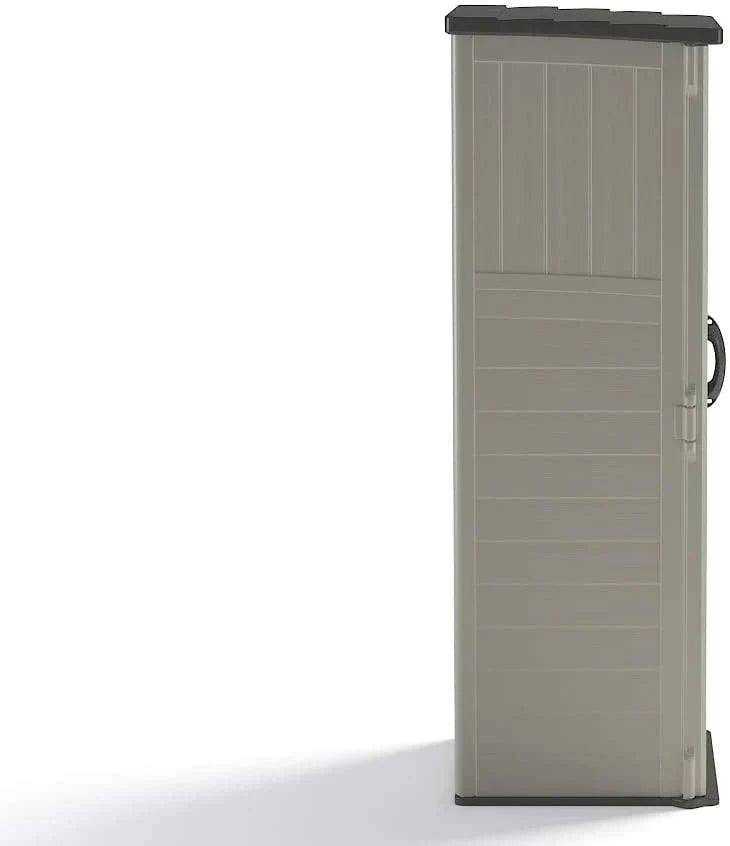 Suncast Resin Vertical Storage Shed, 22 Cubic Feet, Light Taupe, 2' 1.5in x 2' 8.5in x 6' - BMS1250