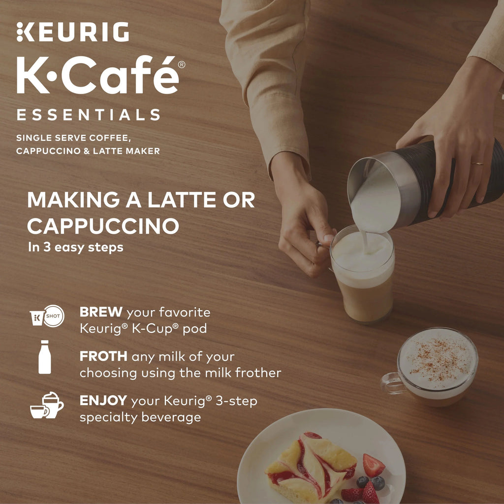 Keurig K-Cafe Essentials Single Serve K-Cup Pod Coffee Maker With Milk Frother, Black