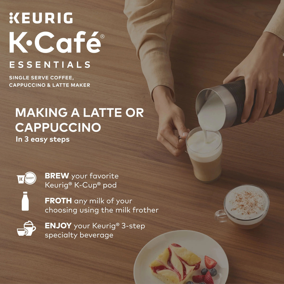 Keurig K-Cafe Essentials Single Serve K-Cup Pod Coffee Maker With Milk Frother, Black