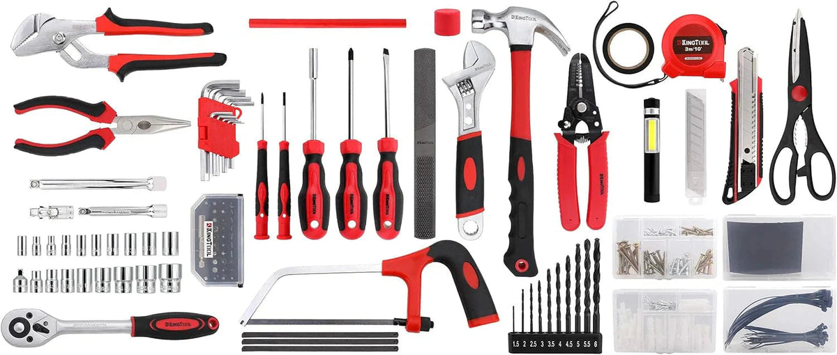 KINGTOOL 286-Piece Home Auto Repair Tool Set With Rolling Tool Box And 21V Max Cordless Power Drill