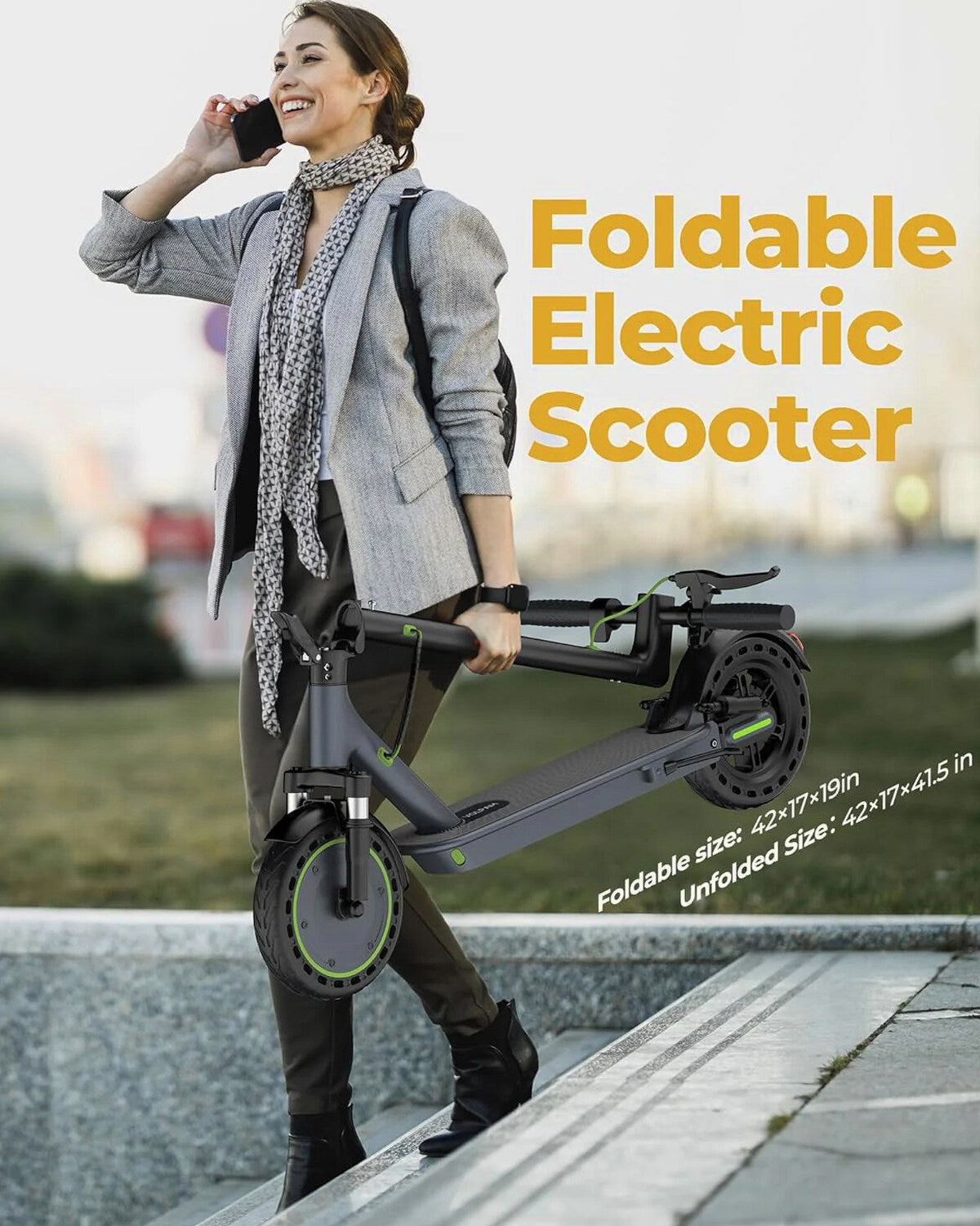 Roinside Electric Scooter, 8.5 in Solid Tires, 350W Motor, Up To 19 MPH, 21-23 Miles - UP12 Plus