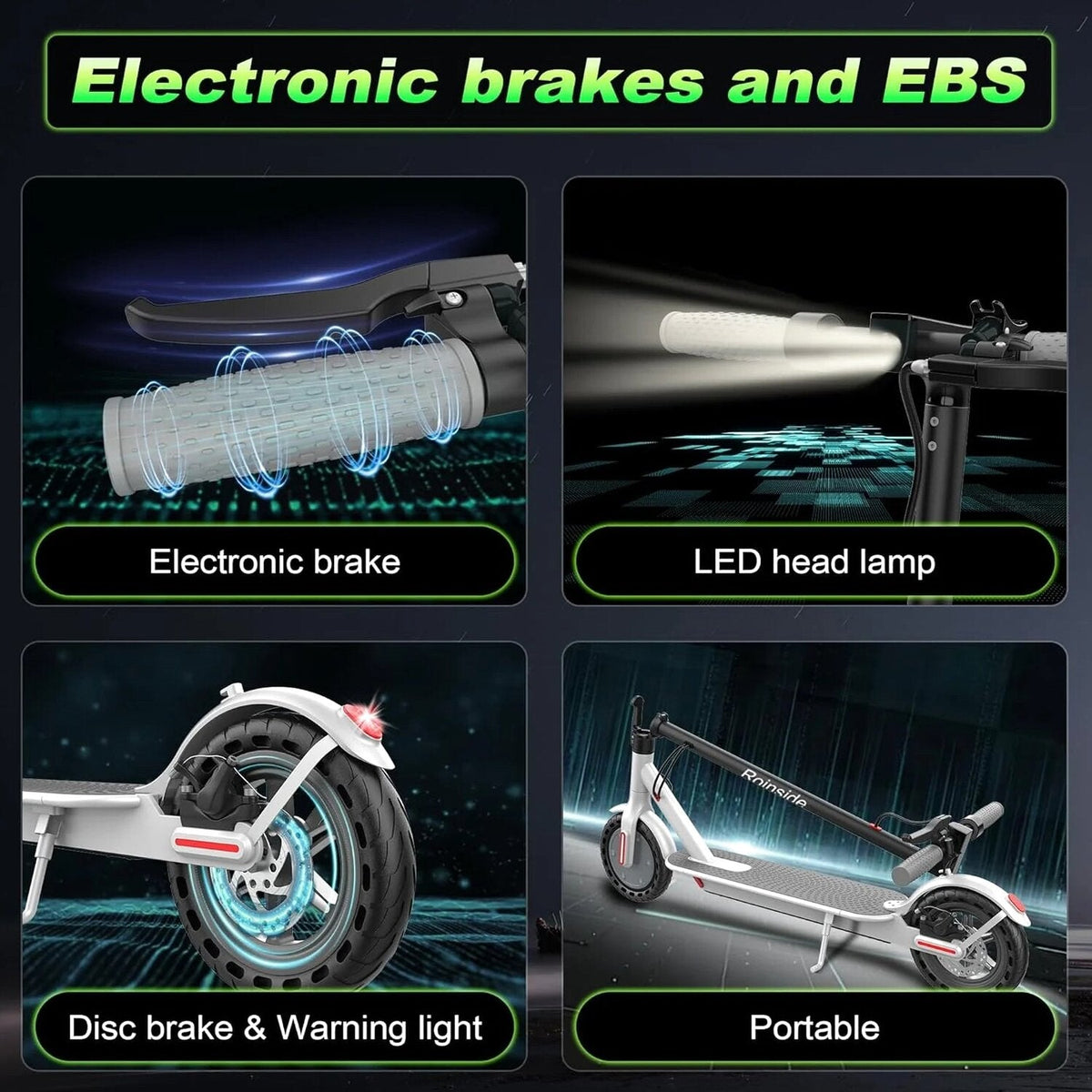 Roinside Electric Scooter, 8.5 in Solid Tires, 350W Motor, Up To 19 MPH, 21-23 Miles - UP12 Plus