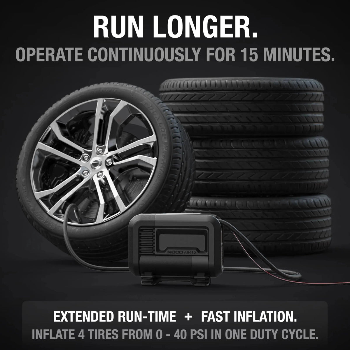 NOCO 15A 12V Portable Tire Inflator, 80 PSI - AIR15