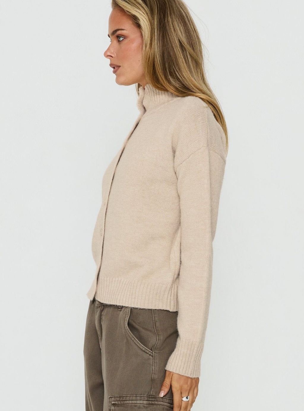 Funnel Neck Cardigan Oat
