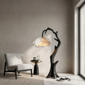 Flower Floor Lamp, Floral Shade Standing Light with Solid Wood Base
