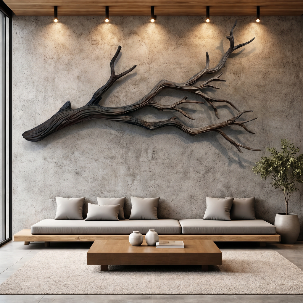 Flowing Wood Branch Wall Sculpture, Contemporary Tree Root Wall Art