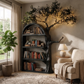 Rustic Tree Bookshelf, Wall Mounted Branch Display for Living Room